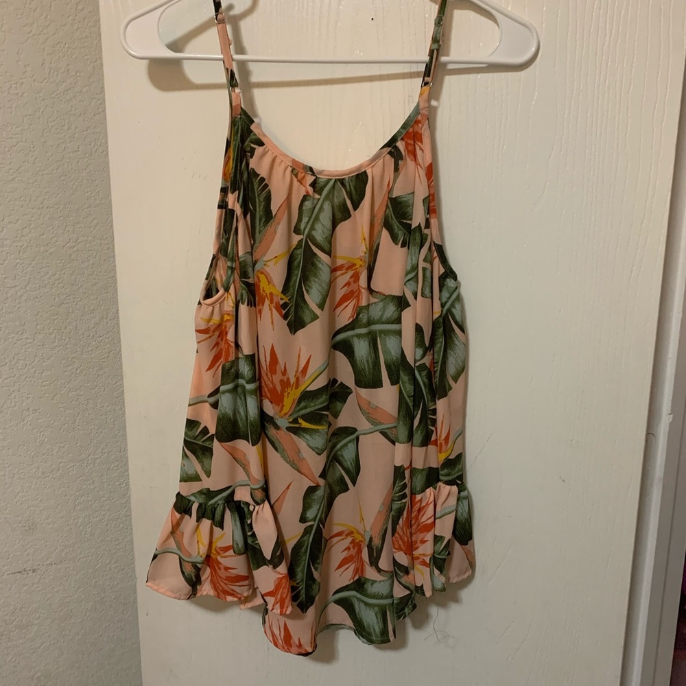 tropical floral cold shoulder size small